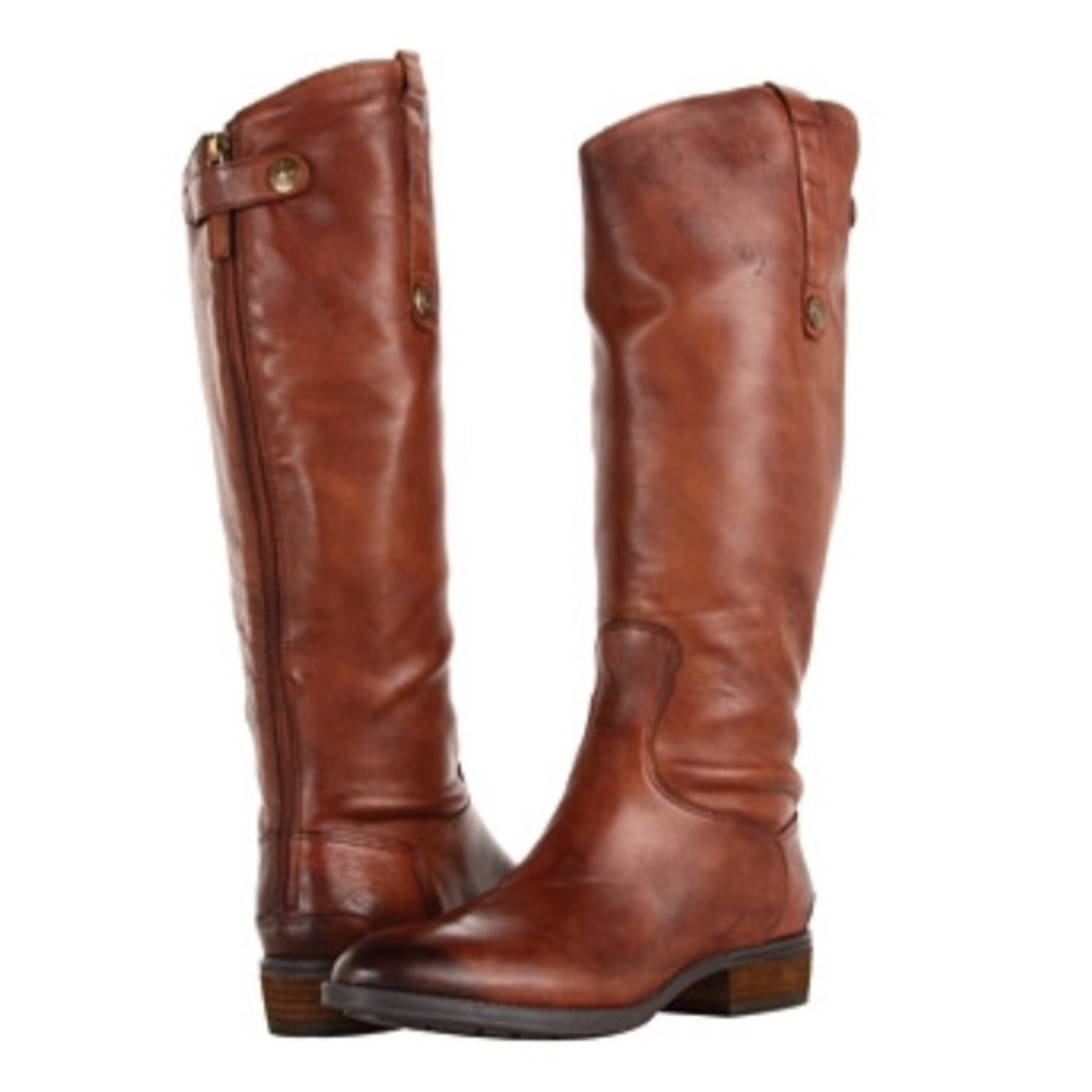 Sam Edelman tall leather riding boots in Chestnut